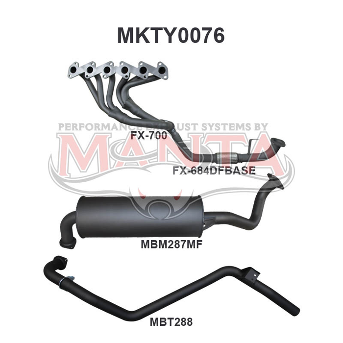 Toyota Landcruiser HZJ80 4.2L Extractors & 2.5in Full System - Aluminised Steel