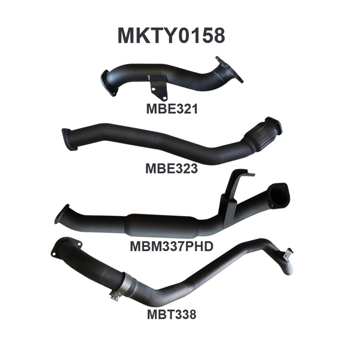 Toyota Landcruiser HDJ80 1HD Wagon 3in Turbo Back (Hotdog) - Aluminised Steel
