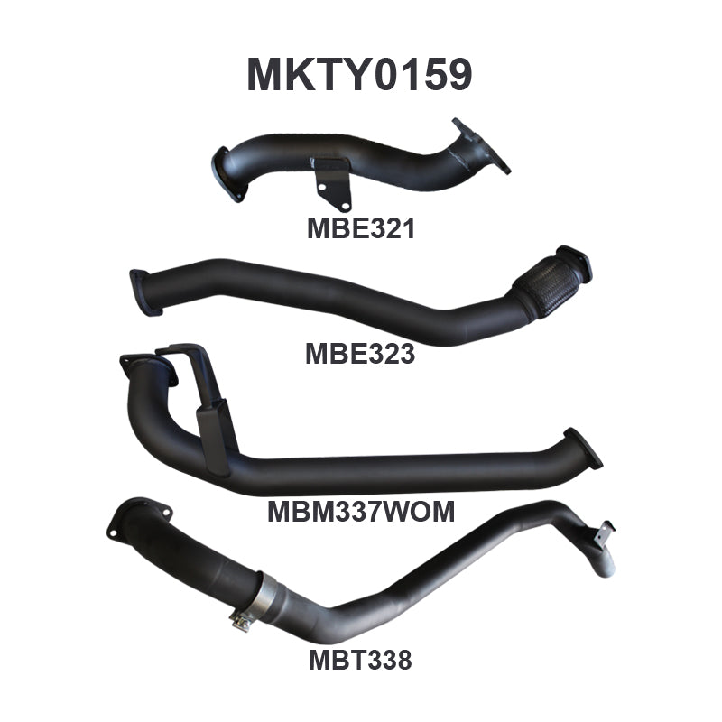 Toyota Landcruiser HDJ80 1HD Wagon 3in Turbo Back (Without Muffler) - Aluminised Steel