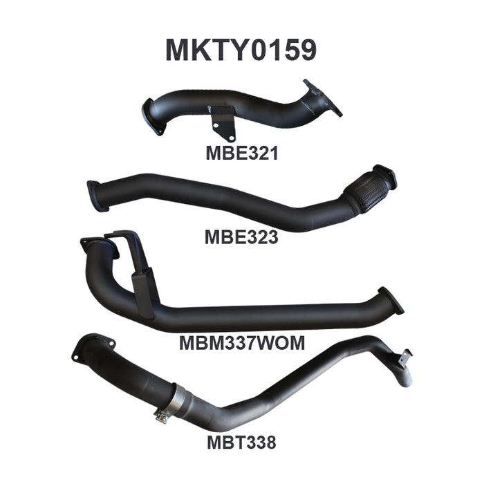Toyota Landcruiser HDJ80 1HD Wagon 3in Turbo Back (Without Muffler) - Aluminised Steel