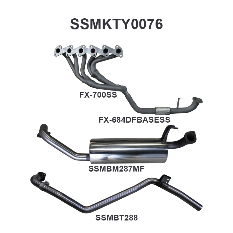 Toyota Landcruiser HZJ80 4.2L Extractors & 2.5in Full System - Stainless Steel