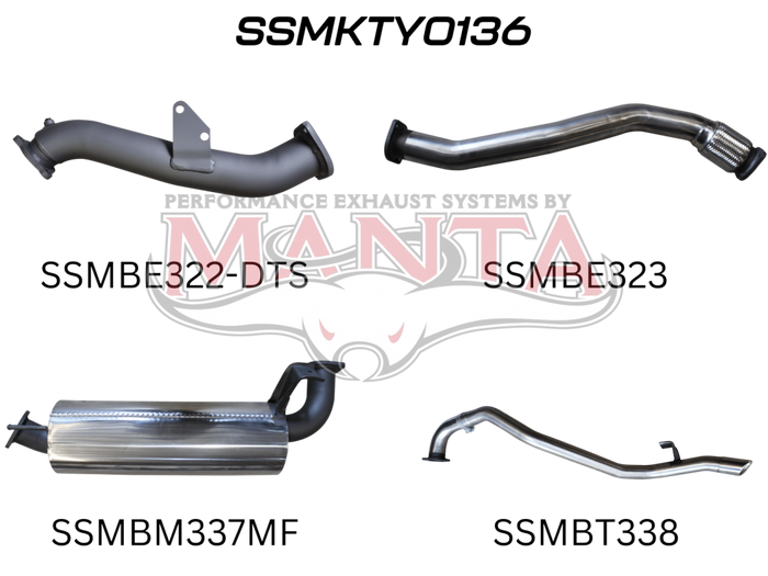 Toyota Landcruiser HZJ80 3in Turbo Back with Muffler (DTS/TD05 Turbo Kit) - Stainless Steel
