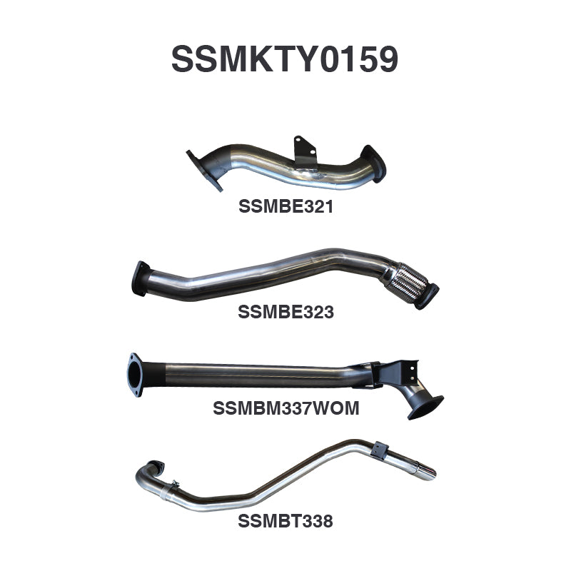 Toyota Landcruiser HDJ80 1HD Wagon 3in Turbo Back (Without Muffler) - Stainless Steel