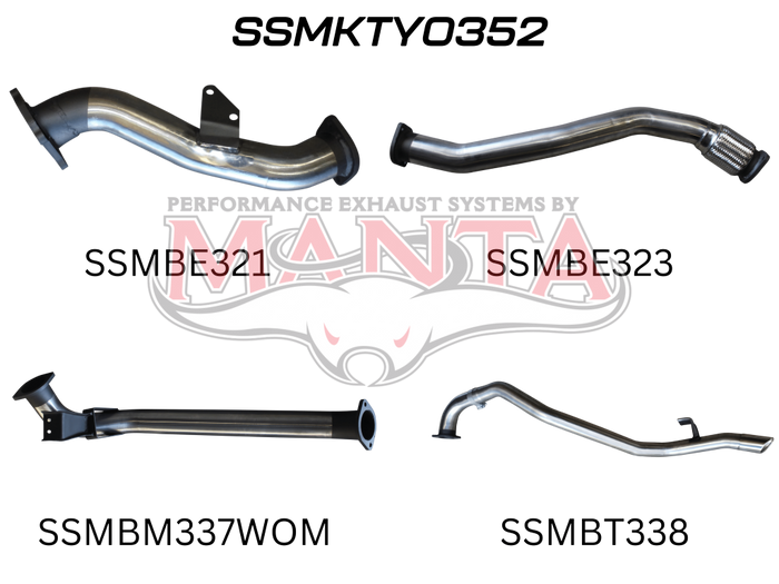 Toyota Landcruiser HZJ80 3in Turbo Back without Muffler (CT26 Turbo) - Stainless Steel